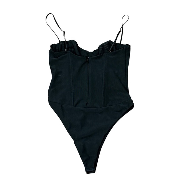 White Fox Boutique Like I Love You Bodysuit Black Mesh Bustier Size Medium NWT - Picture 4 of 10